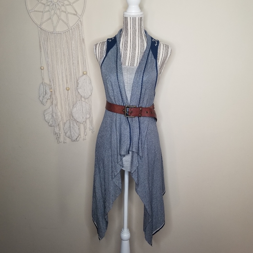 Staccato Kimono Sweater Vest Open Front M/L